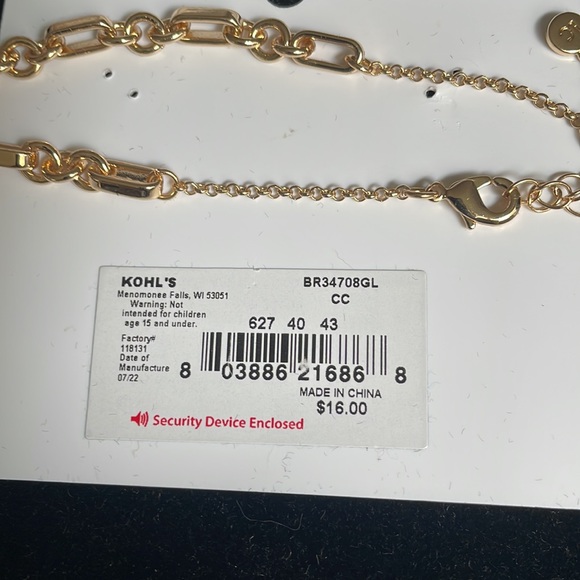 LC dangling chain link Earrings & chain link Bracelet, gold-tone, NWT. - Picture 15 of 16